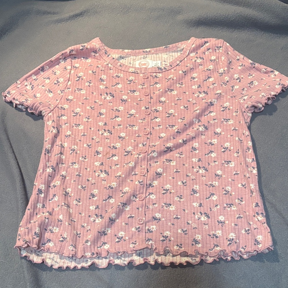 Wonder Nation Pink Floral Short Sleeve Tee